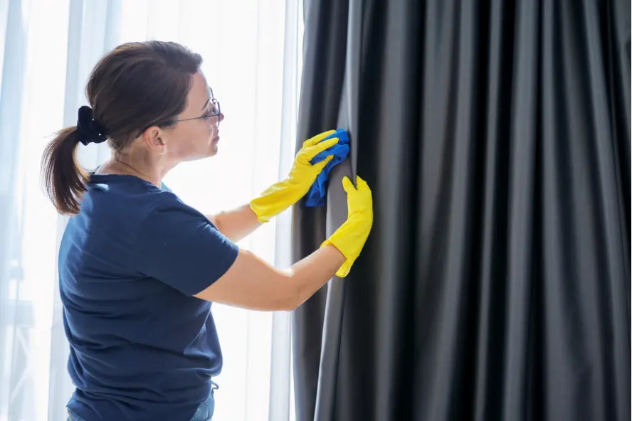 Clean curtains hanging neatly