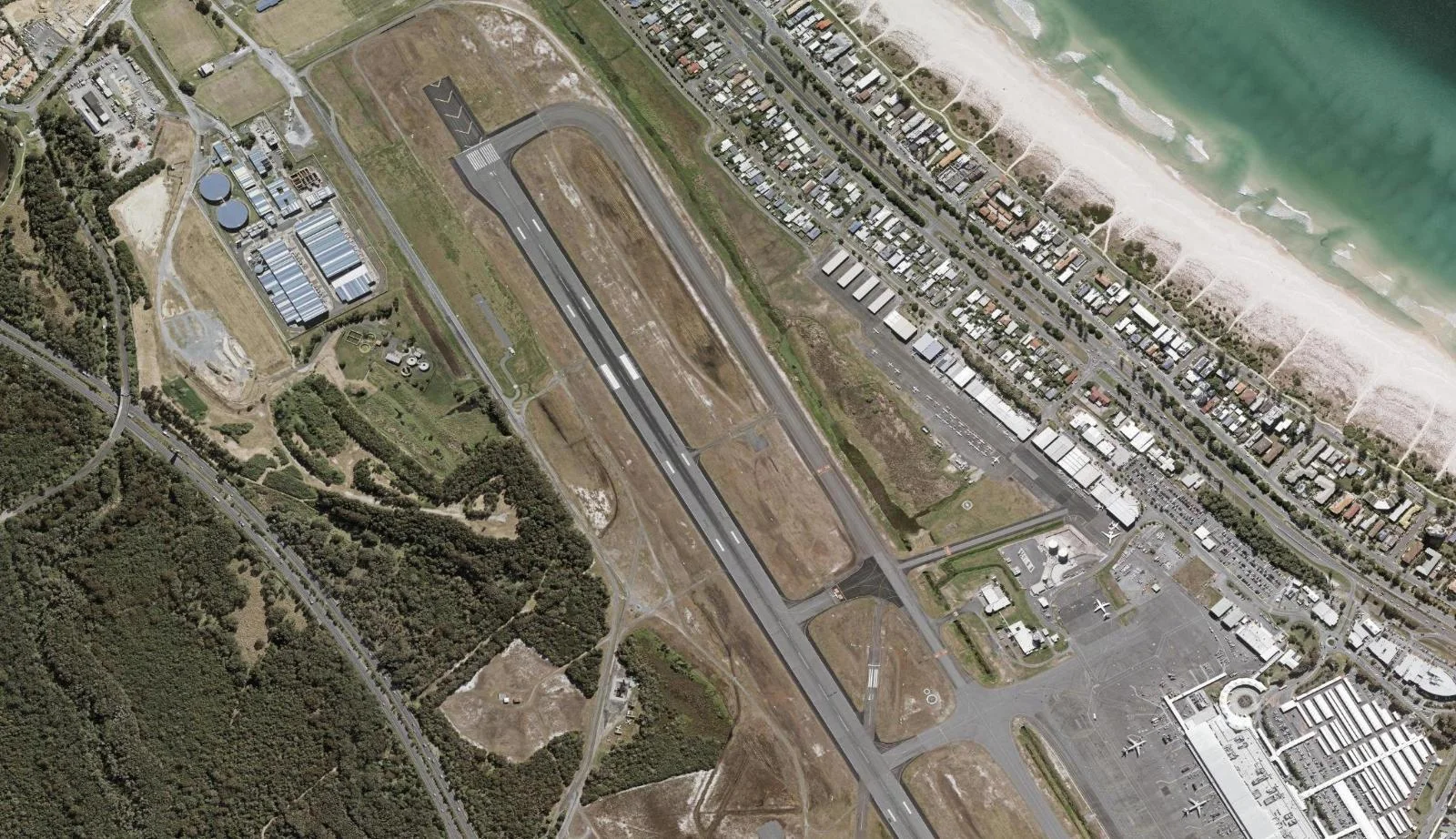 Aerial view of homes and properties in Bilinga, Queensland