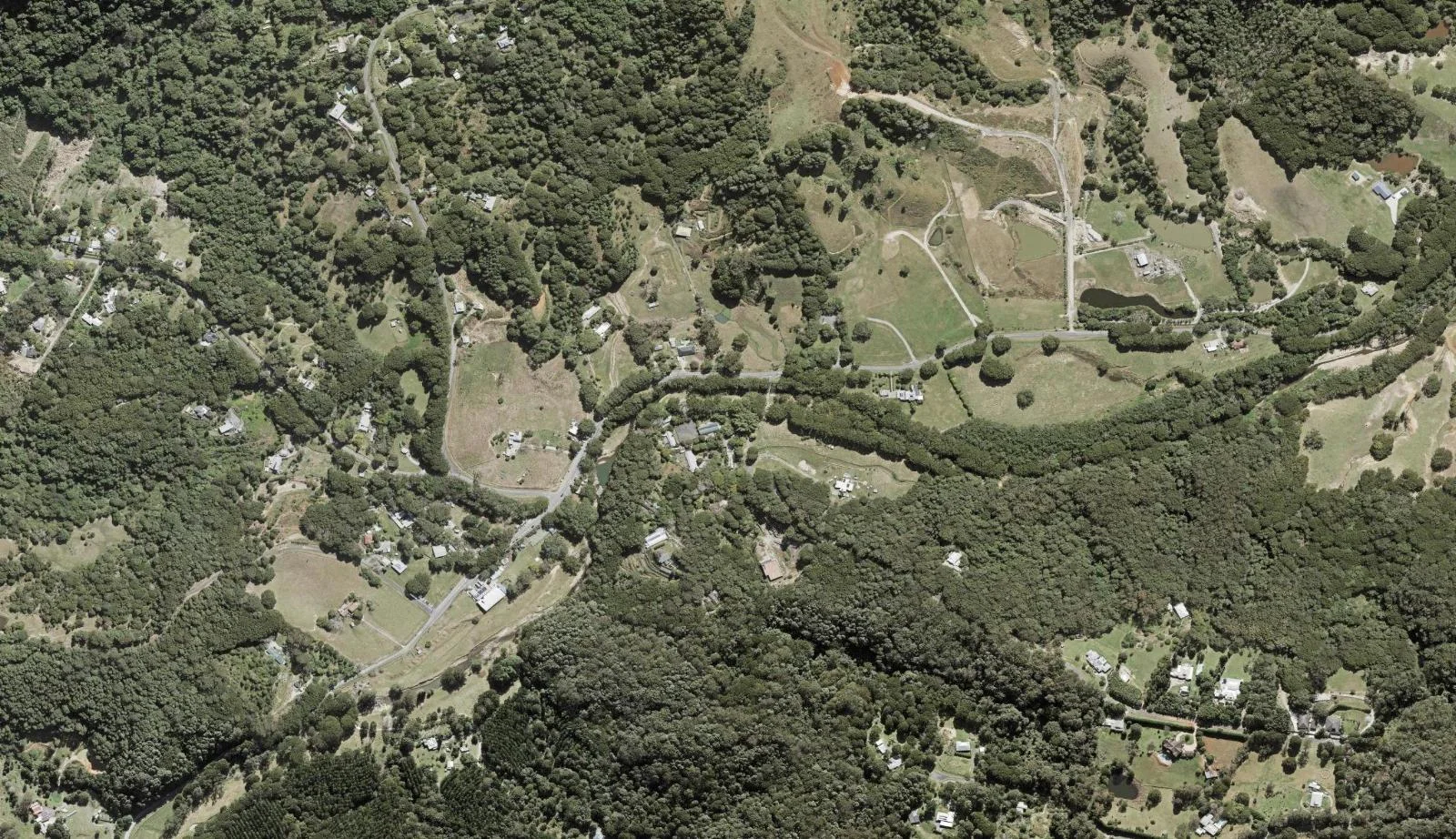 Aerial view of homes and properties in Currumbin Valley, Queensland
