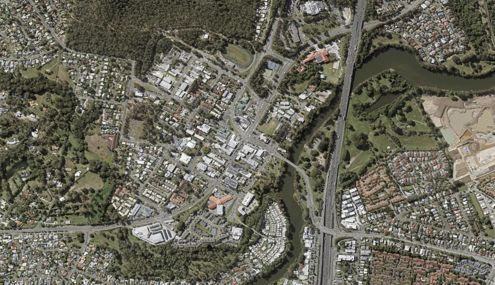 Aerial view of homes and properties in Nerang, Queensland