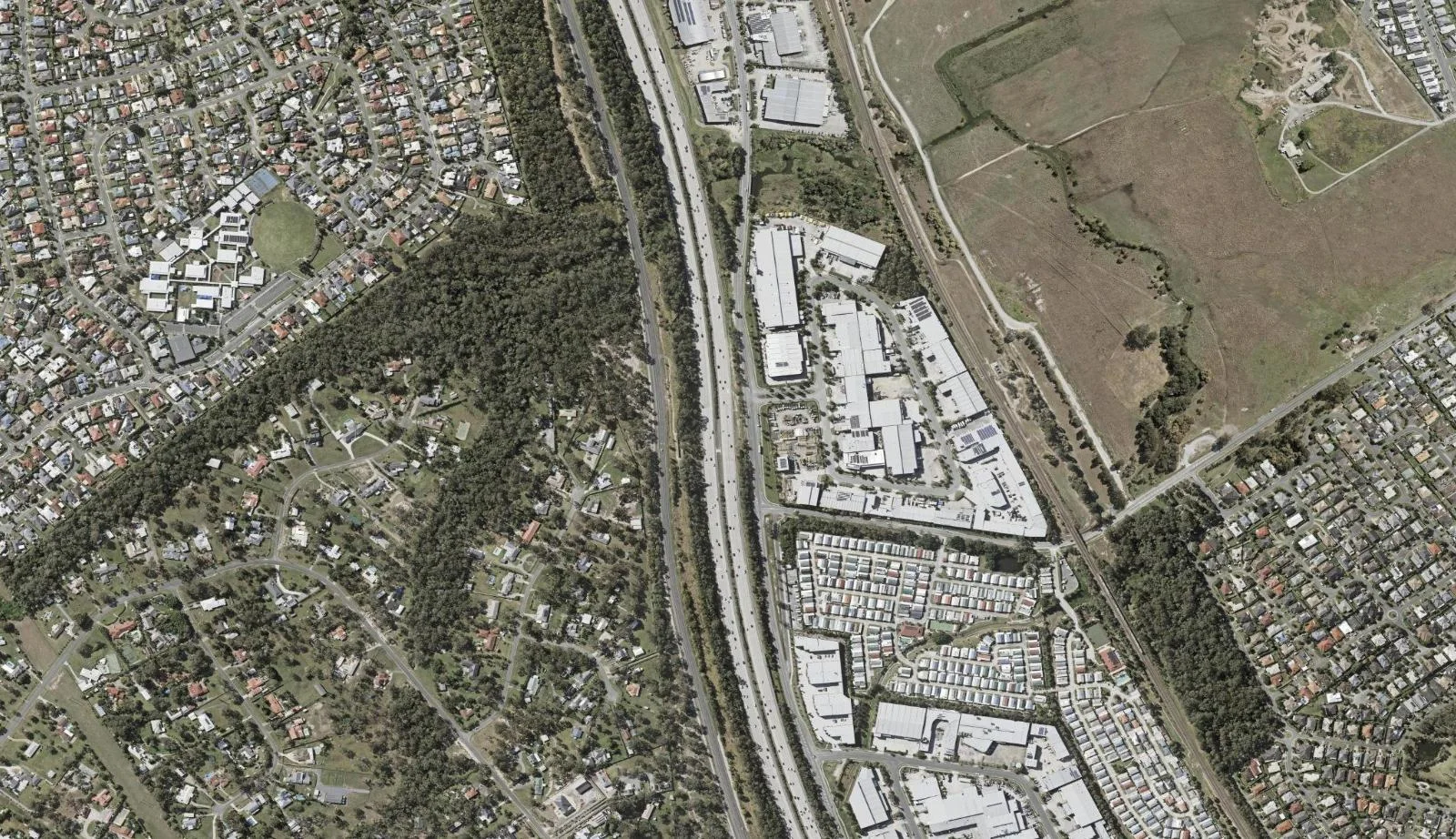 Aerial view of homes and properties in Ormeau, Queensland