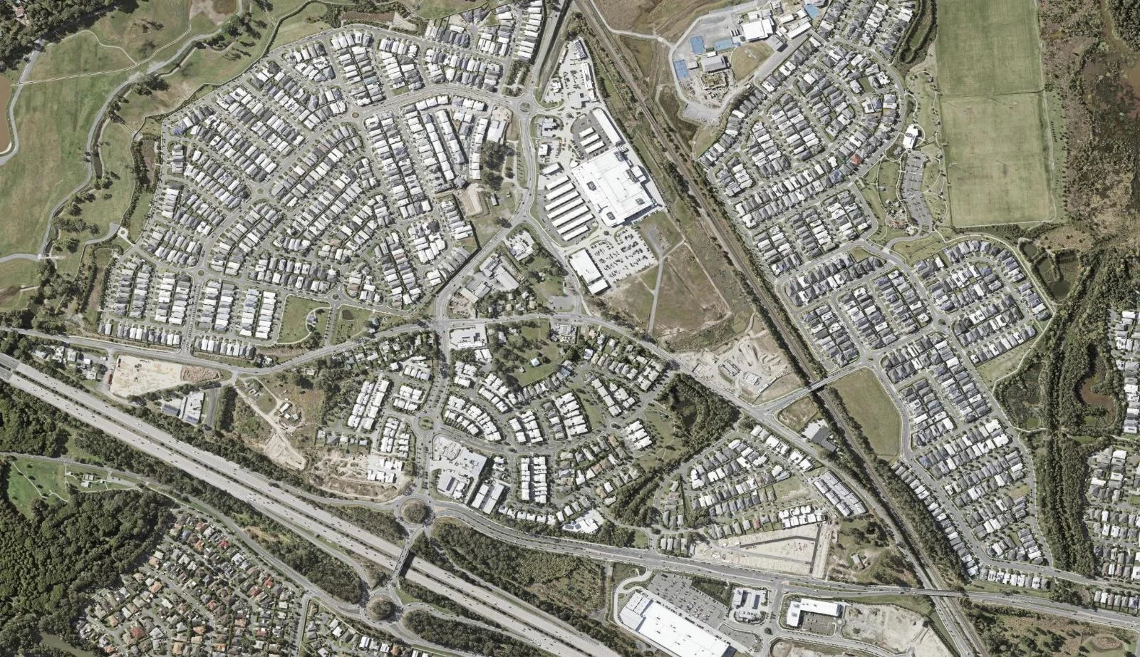 Aerial view of homes and properties in Pimpama, Queensland