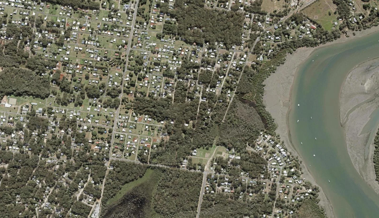 Aerial view of homes and properties in Southern Moreton Bay Islands, Queensland