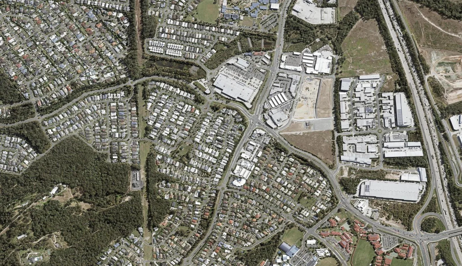 Aerial view of homes and properties in Upper Coomera, Queensland