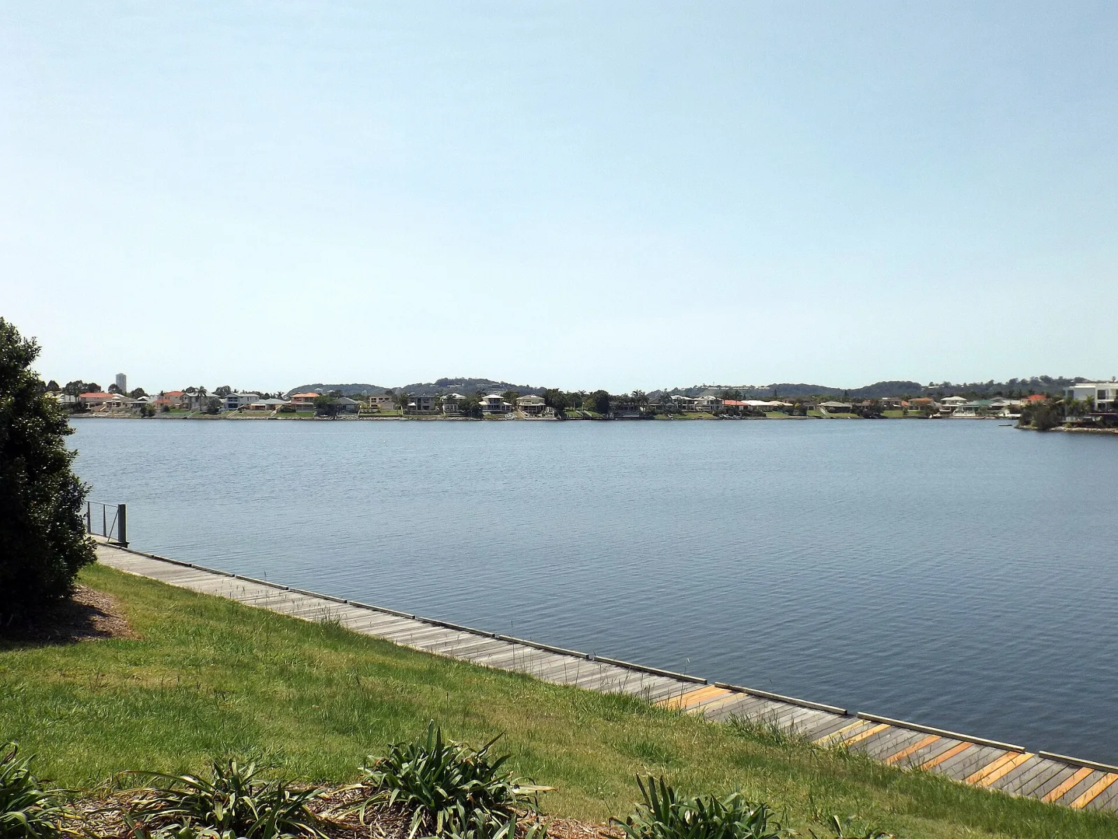 Lake Orr and waterfront homes in Varsity Lakes, Queensland