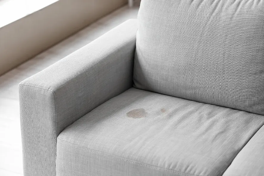 Stain treatment on a fabric sofa