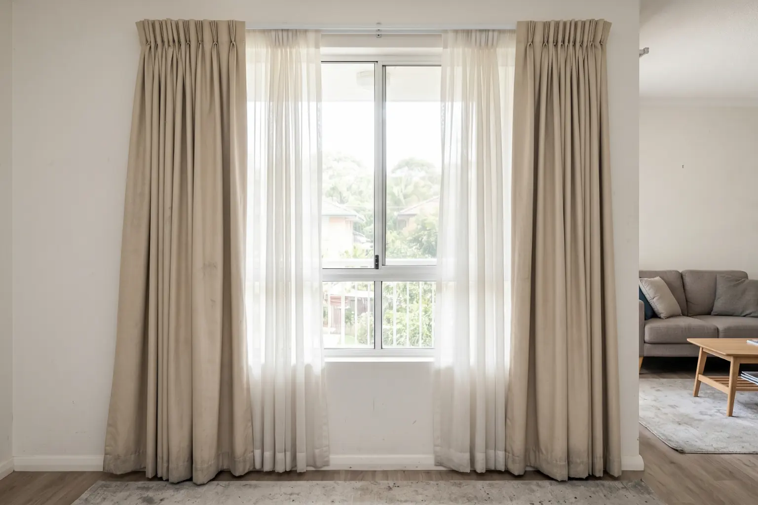 Curtains before professional end of lease cleaning